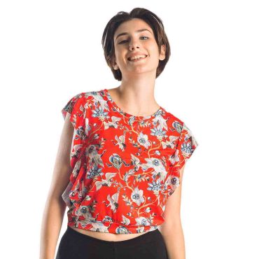 ΒΑΜΒΑΚΕΡΟ ΓΥΝΑΙΚΕΙΟ T-SHIRT PACO BIRDS ΚΟΚΚΙΝΟ 13436