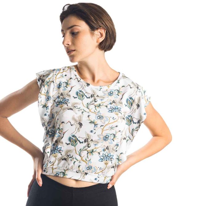 ΒΑΜΒΑΚΕΡΟ ΓΥΝΑΙΚΕΙΟ T-SHIRT PACO BIRDS ΑΣΠΡΟ 13436