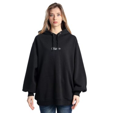 ΒΑΜΒΑΚΕΡΗ ΓΥΝΑΙΚΕΙΑ OVERSIZE ΦΟΥΤΕΡ ΜΠΛΟΥΖΑ ΜΕ ΚΟΥΚΟΥΛΑ ΚΑΙ ΧΝΟΥΔΙ PACO FORGIVEN ΜΑΥΡΟ 2582048