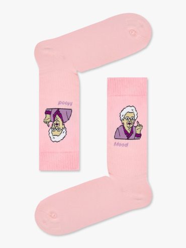 Κάλτσα Βαμβακερή με Σχέδια Old Lady Middle Finger Meme NODO