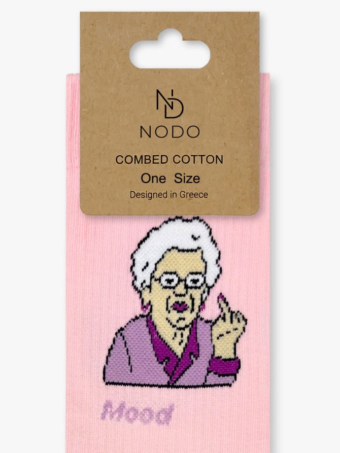 Κάλτσα Βαμβακερή με Σχέδια Old Lady Middle Finger Meme NODO - Image 6