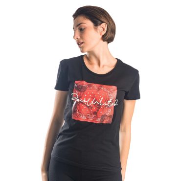 ΒΑΜΒΑΚΕΡΟ ΓΥΝΑΙΚΕΙΟ T-SHIRT PACO DESIGN ΜΑΥΡΟ 13405