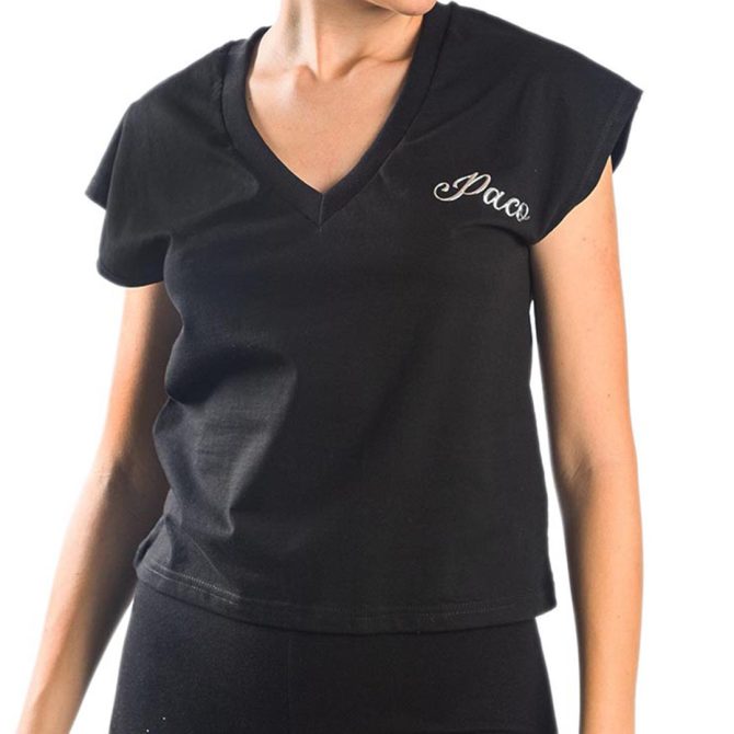 ΒΑΜΒΑΚΕΡΟ ΓΥΝΑΙΚΕΙΟ T-SHIRT PACO V-NECK ΜΑΥΡΟ 13412