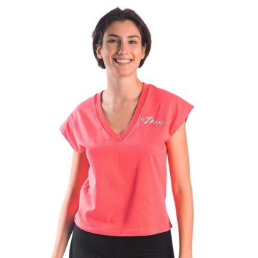 ΒΑΜΒΑΚΕΡΟ ΓΥΝΑΙΚΕΙΟ T-SHIRT PACO V-NECK ΚΟΡΑΛΙ 13412