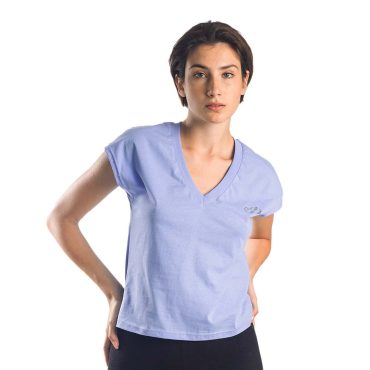 ΒΑΜΒΑΚΕΡΟ ΓΥΝΑΙΚΕΙΟ T-SHIRT PACO V-NECK ΓΑΛΑΖΙΟ 13412