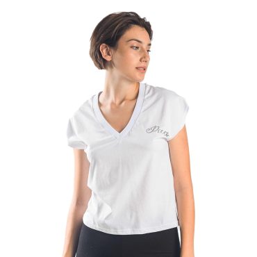 ΒΑΜΒΑΚΕΡΟ ΓΥΝΑΙΚΕΙΟ T-SHIRT PACO V-NECK ΑΣΠΡΟ 13412