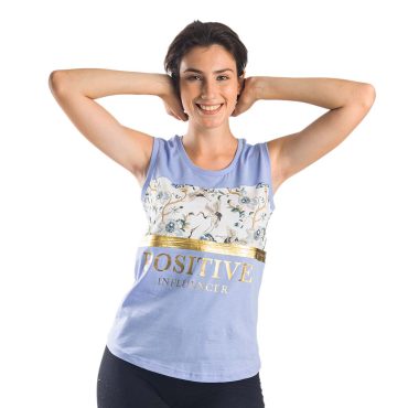 ΒΑΜΒΑΚΕΡΟ ΓΥΝΑΙΚΕΙΟ ΑΜΑΝΙΚΟ T-SHIRT PACO BIRDS ΓΑΛΑΖΙΟ 13413