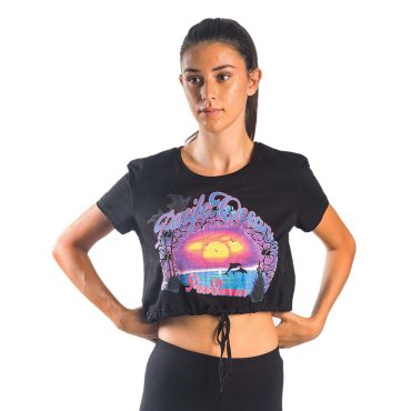 ΒΑΜΒΑΚΕΡΟ ΓΥΝΑΙΚΕΙΟ T-SHIRT CROP PACO OCEAN ΜΑΥΡΟ 13419