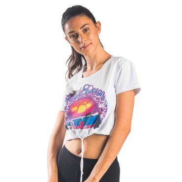 ΒΑΜΒΑΚΕΡΟ ΓΥΝΑΙΚΕΙΟ T-SHIRT CROP PACO OCEAN ΑΣΠΡΟ 13419