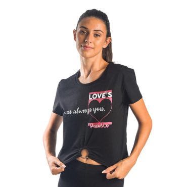 ΒΑΜΒΑΚΕΡΟ ΓΥΝΑΙΚΕΙΟ T-SHIRT CROP PACO LOVE ΜΑΥΡΟ 13421