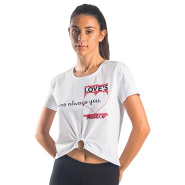 ΒΑΜΒΑΚΕΡΟ ΓΥΝΑΙΚΕΙΟ T-SHIRT CROP PACO LOVE ΑΣΠΡΟ 13421
