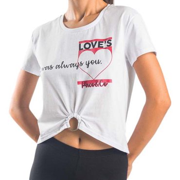 ΒΑΜΒΑΚΕΡΟ ΓΥΝΑΙΚΕΙΟ T-SHIRT CROP PACO LOVE ΑΣΠΡΟ 13421
