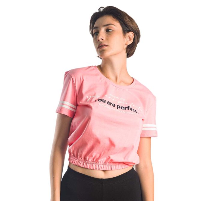 ΒΑΜΒΑΚΕΡΟ ΓΥΝΑΙΚΕΙΟ T-SHIRT CROP PACO PERFECT ΡΟΖ 13422