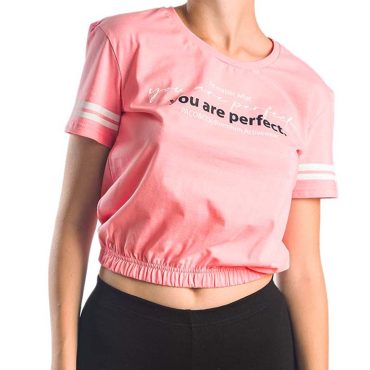 ΒΑΜΒΑΚΕΡΟ ΓΥΝΑΙΚΕΙΟ T-SHIRT CROP PACO PERFECT ΡΟΖ 13422