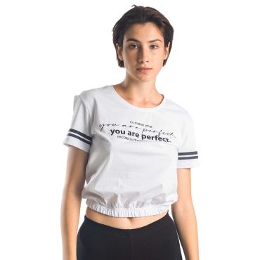 ΒΑΜΒΑΚΕΡΟ ΓΥΝΑΙΚΕΙΟ T-SHIRT CROP PACO PERFECT ΑΣΠΡΟ 13422