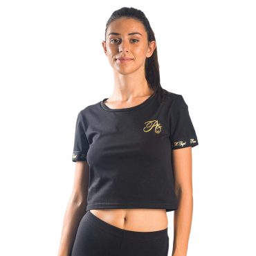 ΒΑΜΒΑΚΕΡΟ ΓΥΝΑΙΚΕΙΟ T-SHIRT CROP PACO ΜΑΥΡΟ 13437