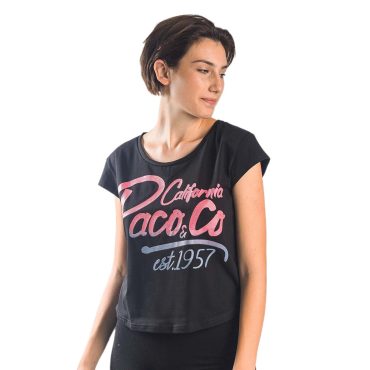 ΒΑΜΒΑΚΕΡΟ ΓΥΝΑΙΚΕΙΟ T-SHIRT PACO CALIFORNIA ΜΑΥΡΟ 13442
