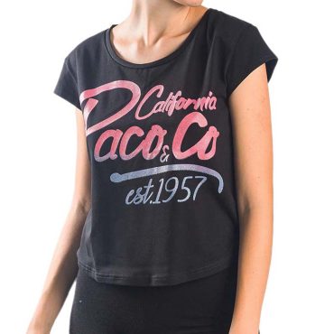 ΒΑΜΒΑΚΕΡΟ ΓΥΝΑΙΚΕΙΟ T-SHIRT PACO CALIFORNIA ΜΑΥΡΟ 13442