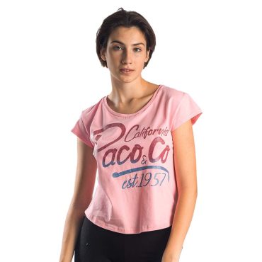 ΒΑΜΒΑΚΕΡΟ ΓΥΝΑΙΚΕΙΟ T-SHIRT PACO CALIFORNIA ΡΟΖ 13442