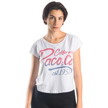 ΒΑΜΒΑΚΕΡΟ ΓΥΝΑΙΚΕΙΟ T-SHIRT PACO CALIFORNIA ΑΣΠΡΟ 13442