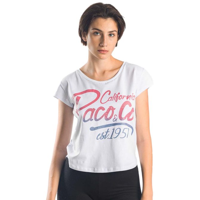 ΒΑΜΒΑΚΕΡΟ ΓΥΝΑΙΚΕΙΟ T-SHIRT PACO CALIFORNIA ΑΣΠΡΟ 13442