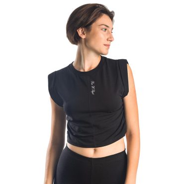 ΒΑΜΒΑΚΕΡΟ ΓΥΝΑΙΚΕΙΟ ΑΜΑΝΙΚΟ CROP TOP PACO PROJECT ΜΑΥΡΟ 13447