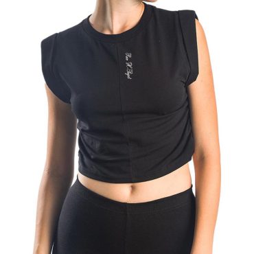ΒΑΜΒΑΚΕΡΟ ΓΥΝΑΙΚΕΙΟ ΑΜΑΝΙΚΟ CROP TOP PACO PROJECT ΜΑΥΡΟ 13447