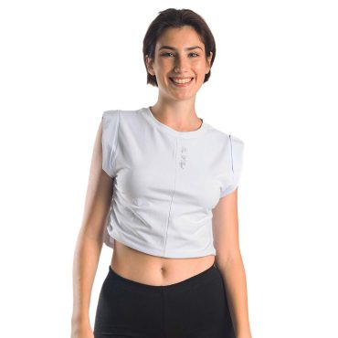 ΒΑΜΒΑΚΕΡΟ ΓΥΝΑΙΚΕΙΟ ΑΜΑΝΙΚΟ CROP TOP PACO PROJECT ΑΣΠΡΟ 13447
