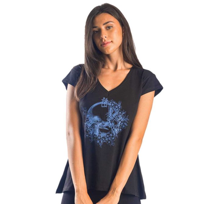 ΒΑΜΒΑΚΕΡΟ ΓΥΝΑΙΚΕΙΟ T-SHIRT PACO FLOWERS ΜΑΥΡΟ 13459
