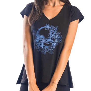 ΒΑΜΒΑΚΕΡΟ ΓΥΝΑΙΚΕΙΟ T-SHIRT PACO FLOWERS ΜΑΥΡΟ 13459