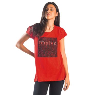 ΒΑΜΒΑΚΕΡΟ ΑΣΥΜΜΕΤΡΟ T-SHIRT PACO UNPLUG ΚΟΚΚΙΝΟ 13464