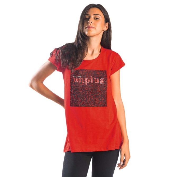 ΒΑΜΒΑΚΕΡΟ ΑΣΥΜΜΕΤΡΟ T-SHIRT PACO UNPLUG ΚΟΚΚΙΝΟ 13464