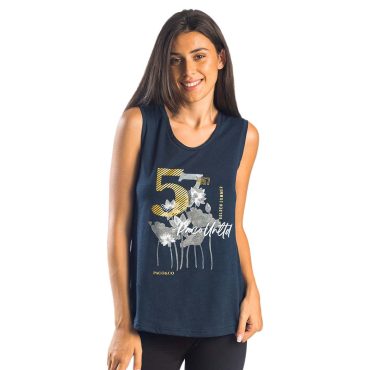 ΒΑΜΒΑΚΕΡΟ ΓΥΝΑΙΚΕΙΟ ΑΜΑΝΙΚΟ T-SHIRT PACO FLOWERS ΜΠΛΕ 13466