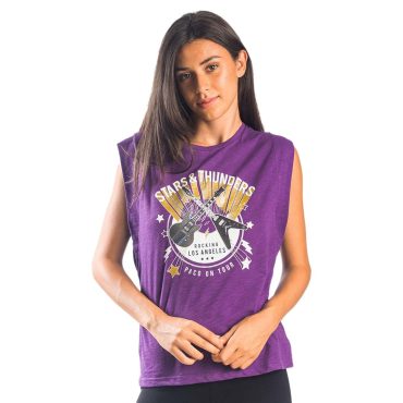 ΒΑΜΒΑΚΕΡΟ ΓΥΝΑΙΚΕΙΟ ΑΜΑΝΙΚΟ T-SHIRT PACO STARS ΜΩΒ 13468