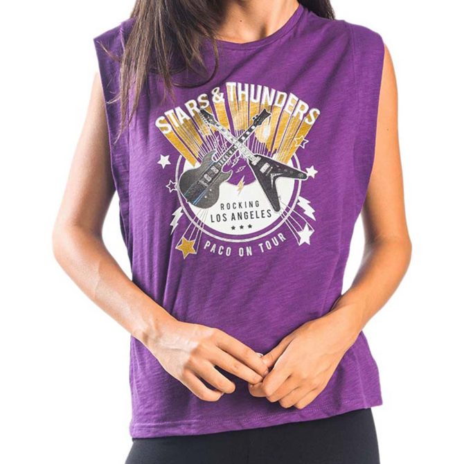 ΒΑΜΒΑΚΕΡΟ ΓΥΝΑΙΚΕΙΟ ΑΜΑΝΙΚΟ T-SHIRT PACO STARS ΜΩΒ 13468