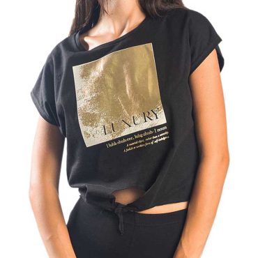 ΒΑΜΒΑΚΕΡΟ ΓΥΝΑΙΚΕΙΟ T-SHIRT CROP PACO LUXURY ΜΑΥΡΟ 13470