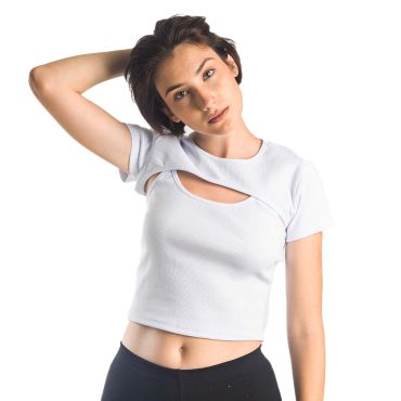 ΒΑΜΒΑΚΕΡΟ ΓΥΝΑΙΚΕΙΟ ΤΙΡΑΝΤΕ CROP T-SHIRT ΜΕ ΜΠΟΛΕΡΟ PACO ΑΣΠΡΟ 13478