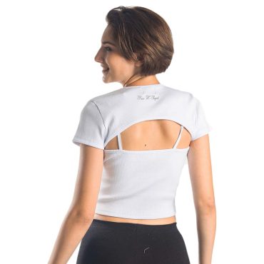 ΒΑΜΒΑΚΕΡΟ ΓΥΝΑΙΚΕΙΟ ΤΙΡΑΝΤΕ CROP T-SHIRT ΜΕ ΜΠΟΛΕΡΟ PACO ΑΣΠΡΟ 13478