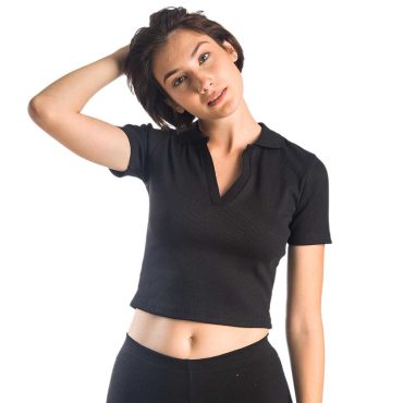 ΒΑΜΒΑΚΕΡΟ ΓΥΝΑΙΚΕΙΟ CROP ΤΟΠ PACO V-NECK ΜΑΥΡΟ 13480