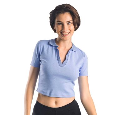 ΒΑΜΒΑΚΕΡΟ ΓΥΝΑΙΚΕΙΟ CROP ΤΟΠ PACO V-NECK ΓΑΛΑΖΙΟ 13480