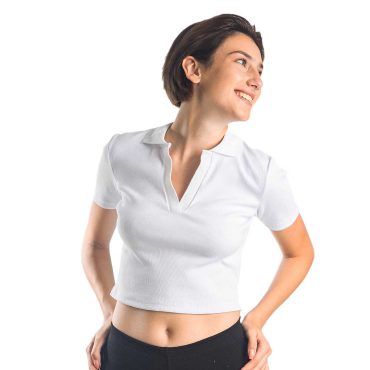 ΒΑΜΒΑΚΕΡΟ ΓΥΝΑΙΚΕΙΟ CROP ΤΟΠ PACO V-NECK ΑΣΠΡΟ 13480