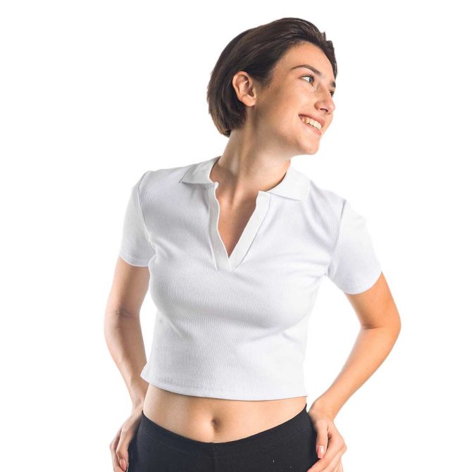 ΒΑΜΒΑΚΕΡΟ ΓΥΝΑΙΚΕΙΟ CROP ΤΟΠ PACO V-NECK ΑΣΠΡΟ 13480