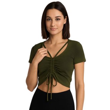 ΒΑΜΒΑΚΕΡΟ ΓΥΝΑΙΚΕΙΟ CROP ΤΟΠ PACO LACES ΧΑΚΙ 213132