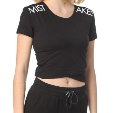 ΒΑΜΒΑΚΕΡΟ ΓΥΝΑΙΚΕΙΟ T-SHIRT CROP PACO MISTAKES ΜΑΥΡΟ 2332028