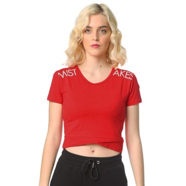 ΒΑΜΒΑΚΕΡΟ ΓΥΝΑΙΚΕΙΟ T-SHIRT CROP PACO MISTAKES ΚΟΚΚΙΝΟ 2332028