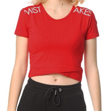 ΒΑΜΒΑΚΕΡΟ ΓΥΝΑΙΚΕΙΟ T-SHIRT CROP PACO MISTAKES ΚΟΚΚΙΝΟ 2332028