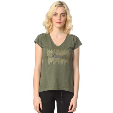 ΒΑΜΒΑΚΕΡΟ ΓΥΝΑΙΚΕΙΟ T-SHIRT PACO GLITTER ΧΑΚΙ 2332040
