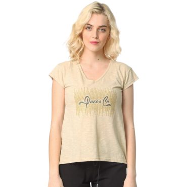 ΒΑΜΒΑΚΕΡΟ ΓΥΝΑΙΚΕΙΟ T-SHIRT PACO GLITTER ΜΠΕΖ 2332040
