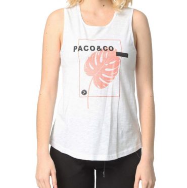 ΒΑΜΒΑΚΕΡΟ ΓΥΝΑΙΚΕΙΟ ΑΜΑΝΙΚΟ T-SHIRT PACO LEAF ΑΣΠΡΟ 2332050