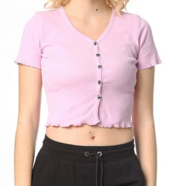 ΒΑΜΒΑΚΕΡΟ ΓΥΝΑΙΚΕΙΟ CROP ΤΟΠ PACO BUTTON ΛΙΛΑ 2332103